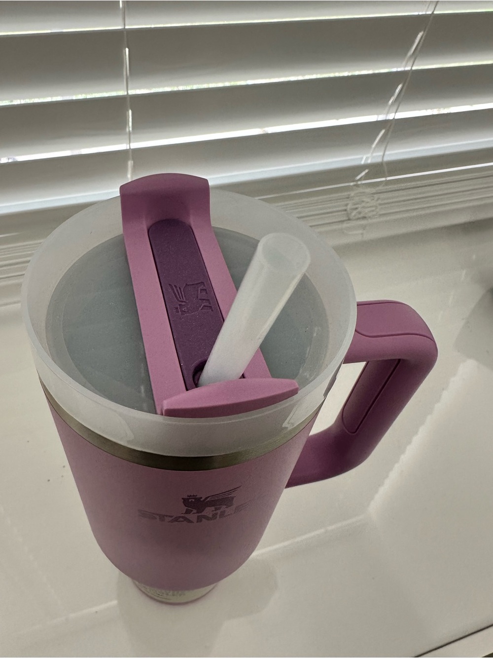 Stanley Lavendar Purple Travel Tumbler with Handle and Clear Lid and Straw - Picture 4 of 4